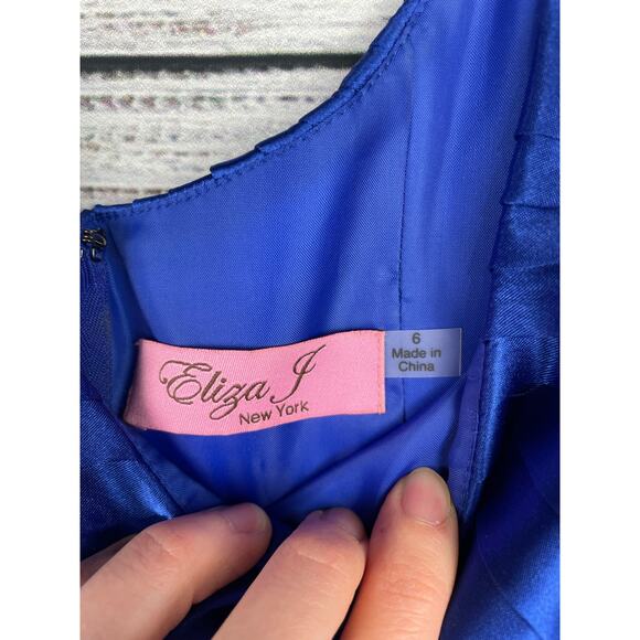 Eliza J Blue Babydoll Fit and Flare Midi Dress Sz 6 Y2K Formal Prom Dance Fairy - Picture 2 of 8